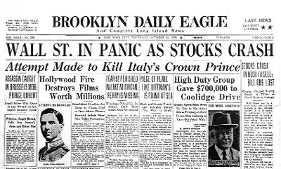 official date of the stock market crash in 1929
